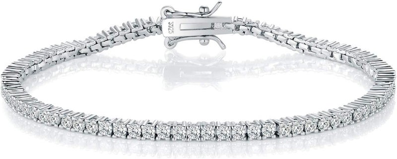 TIKJE 925 Sterling Silver 2-7mm Cubic Zirconia Classic Tennis Bracelet | White Gold Bracelets for Women | Size 6-8.5 inches - Image 1